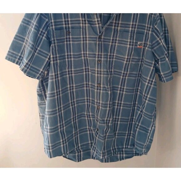 Duluth Trading 40 Grit Poplin Standard Fit S/S Button Down Shirt Size 2XL Blue - Picture 4 of 9
